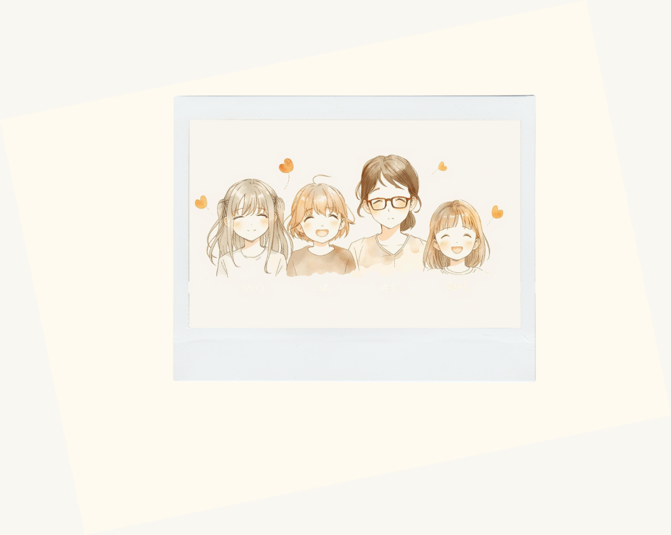 ママと3姉妹のイラスト