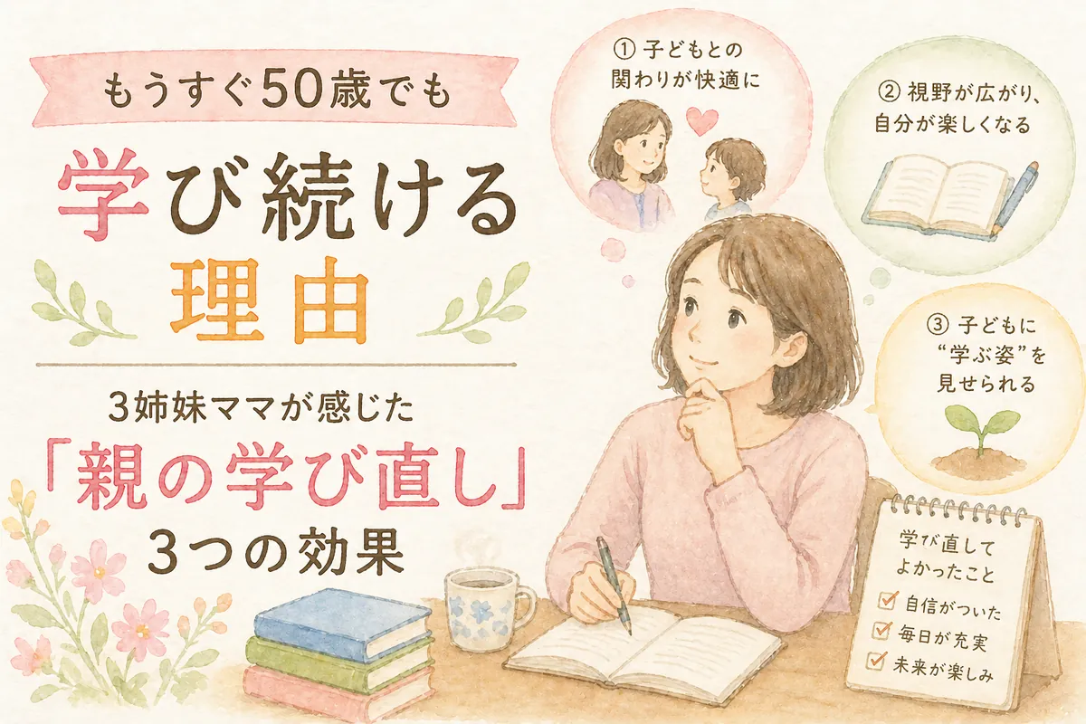 もうすぐ50歳でも学び続ける理由――3姉妹ママが感じた『親の学び直し』3つの効果